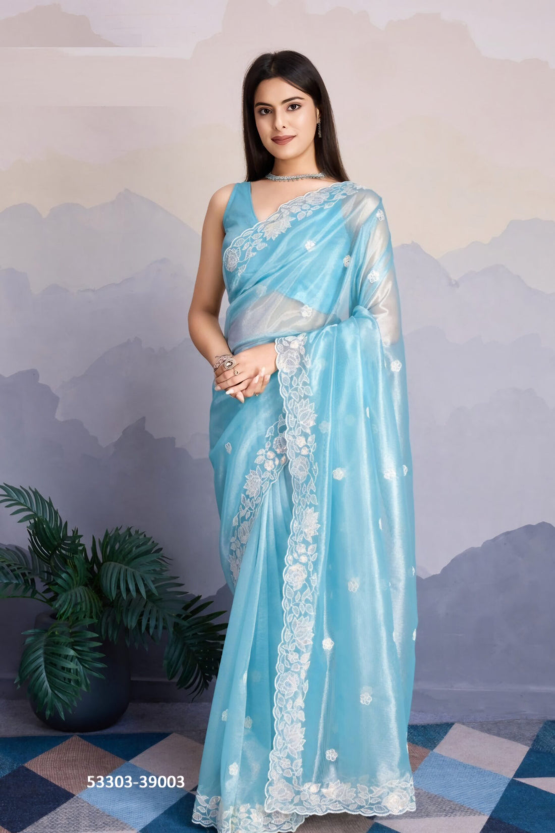 Mitera Blue Net Saree