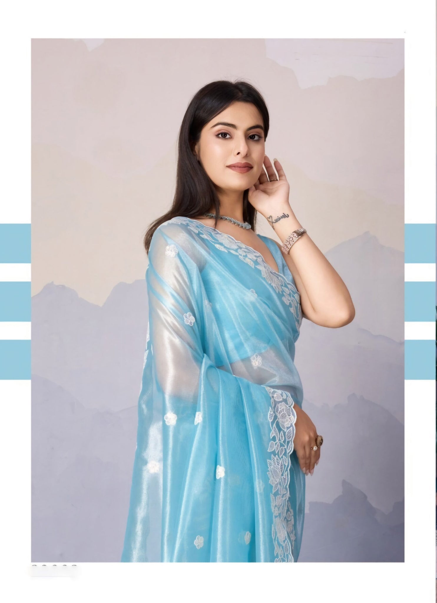 Mitera Blue Net Saree