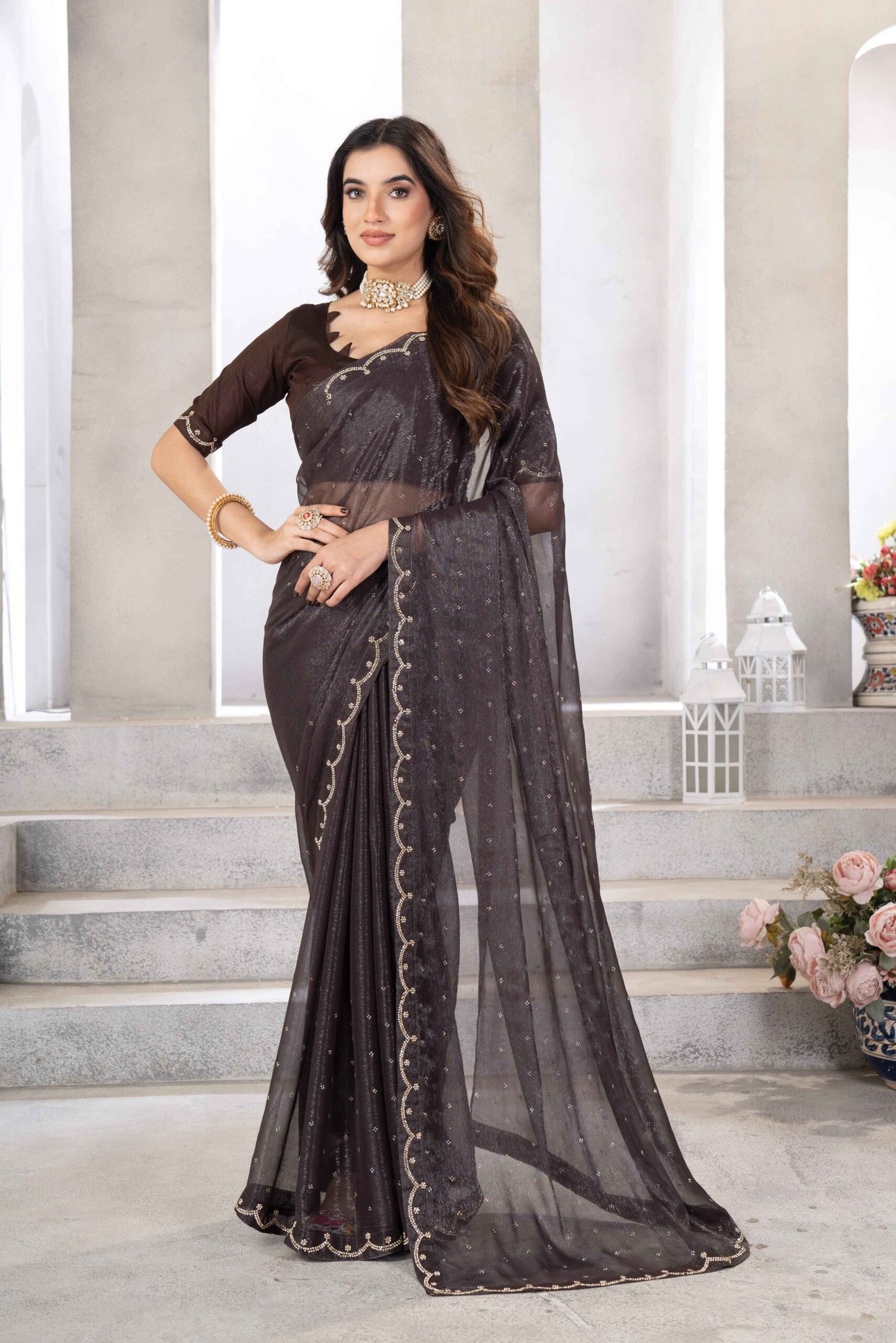 Chocolate Brown Saree