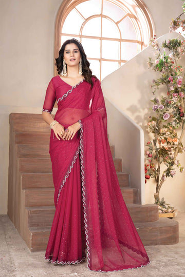 Wine Red Saree