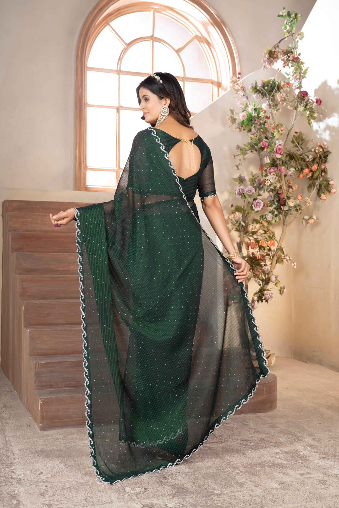 Dark Green Saree