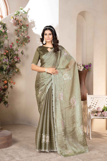 Olive Green Saree