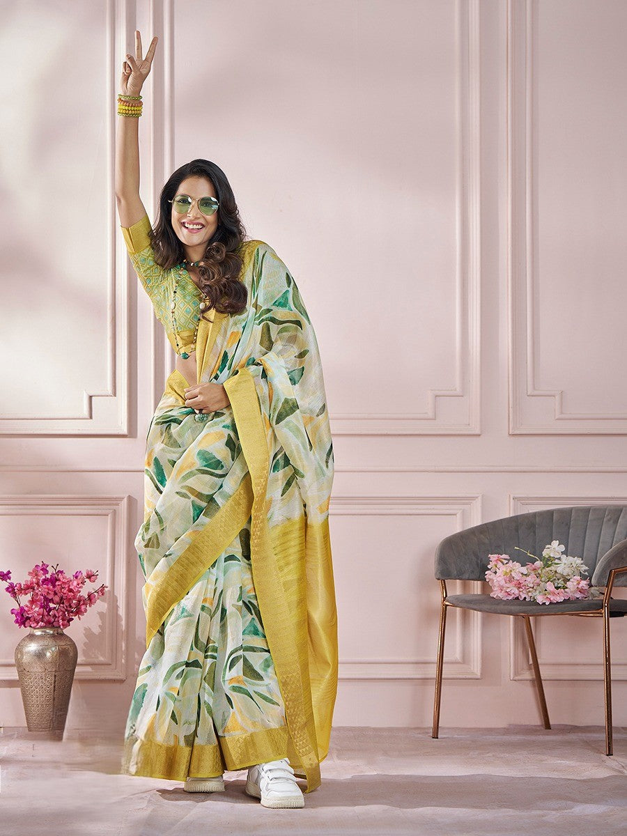 Lavishing yellow  soft silk saree