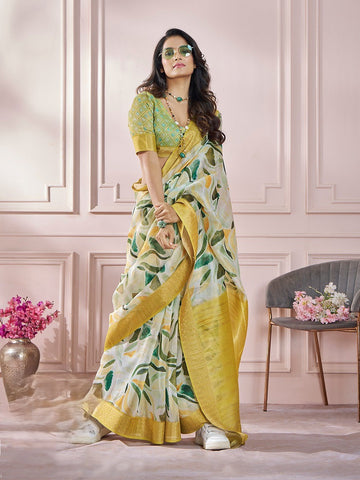 Lavishing yellow  soft silk saree