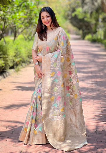 Orgenza Jaal Zari woven Saree