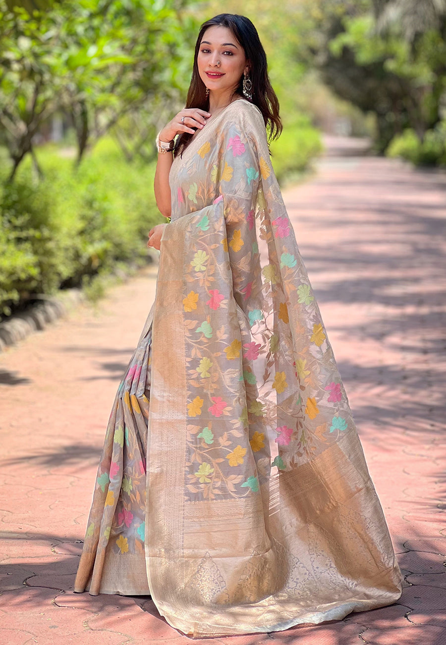 Orgenza Jaal Zari woven Saree