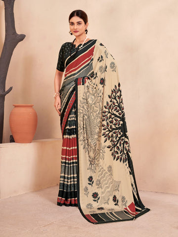 Strip print saree