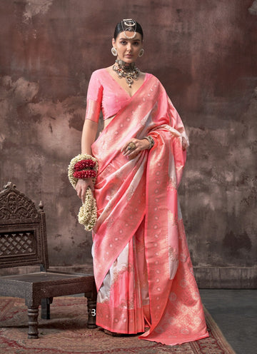 Peach colour festival wear saree