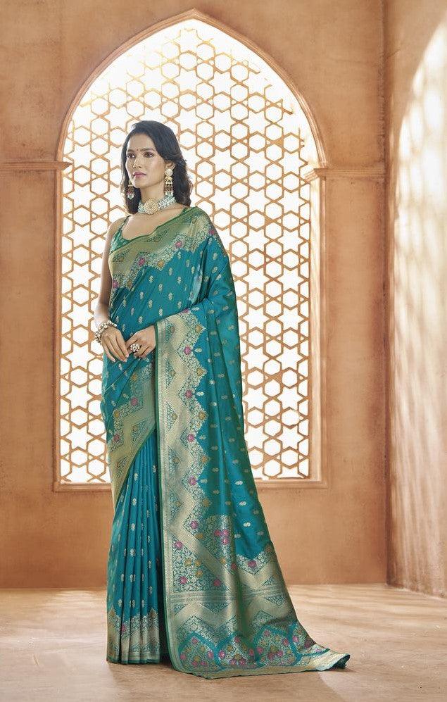 Teel blue  banarasi silk