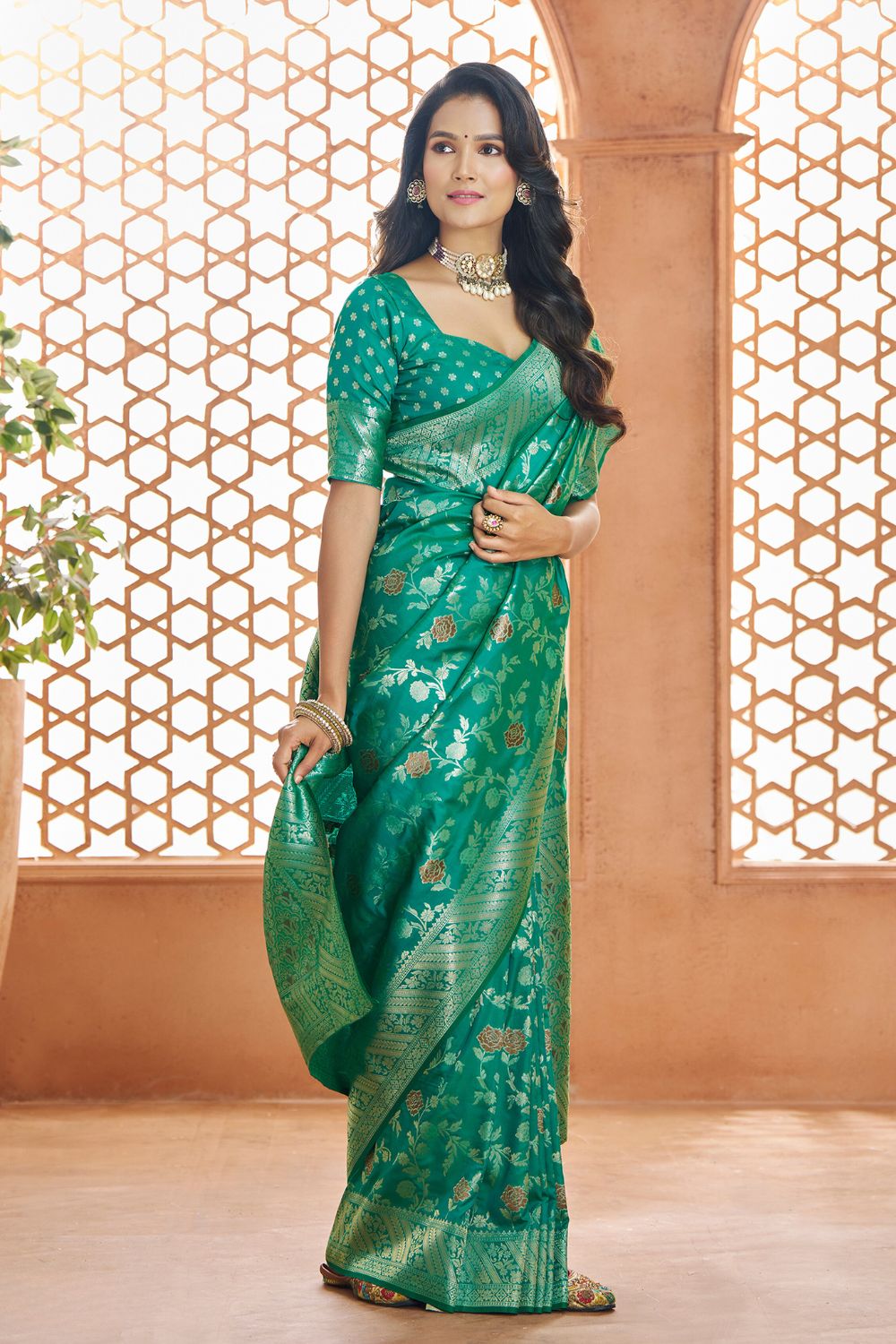 Teel Green Banarasi Silk