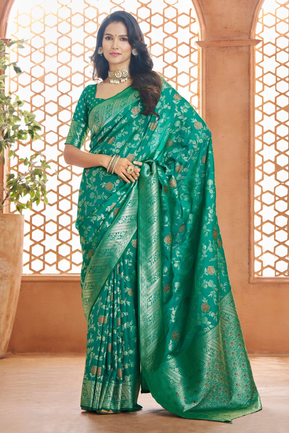 Teel Green Banarasi Silk