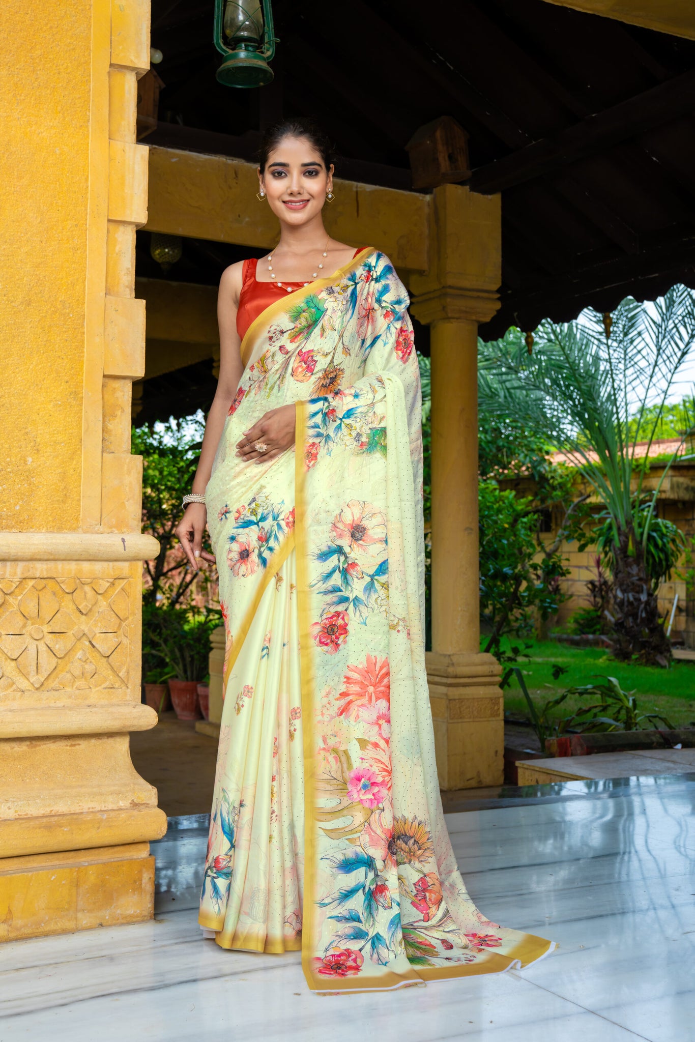 Golden Print Saree