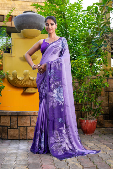 Purple Blossom Saree